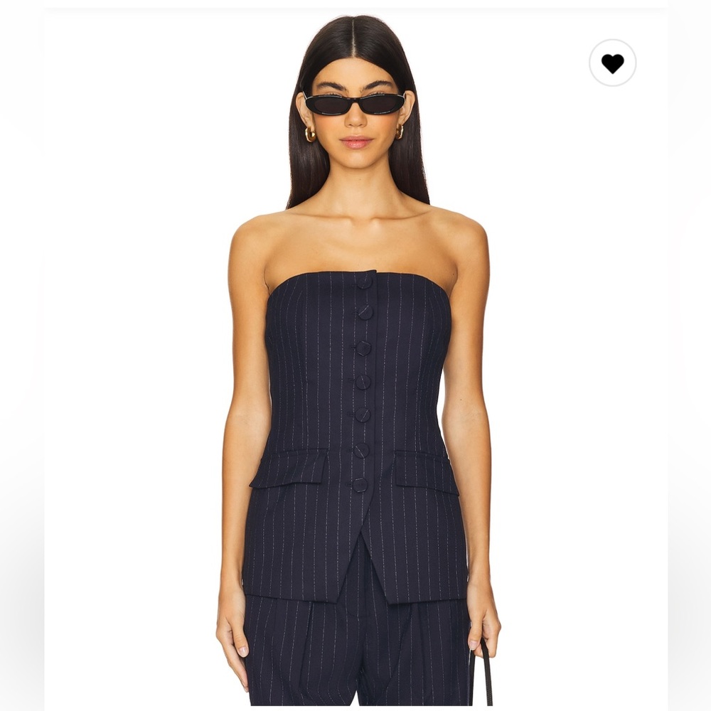 Favorite Daughter - Phoebe Navy Pinstripe Bustier Top - Size 6